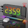 180 ° Rotação RGB Colorido Luz Noturna Rádio Projeção Relógio Despertador Digital Com Luz Noturna 2 Portas de Saída USB 12H/24H Rádio FM Projetor de Tempo Relógio LED