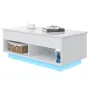 HOMMPA Lift Top Coffee Table with Hidden Storage LED Coffee Table Morden High Gloss White Living Room 3 Tiers Modern Tea Table with Storage Center Tables Hidden Compartment & 2 Open Shelves
