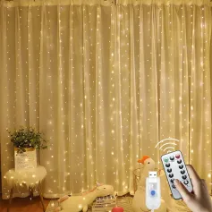 8 Mode Remote Control Timing USB Copper Wire Light LED Curtain Light String Christmas Holiday Room Decoration Lantern Garland Light