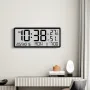 Large LCD Digital Wall Clock Temperature Humidity Display Alarm Clock Hanging/Desktop Digital Clock Plugged in Electronic Desktop Clock for Home and Offices