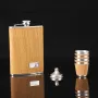 400ml Wood Grain Flask Set Stainless Steel Men's Small Hip Flask with Cup Funnel Metal Outdoor Portable Flask Portable Wine Kit