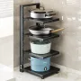 Stainless Steel 4-layer Kichen Pot Organization Holder Rack Space Saving Cabinet Pan Storage Rack