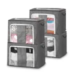 TVIRD 4 Packs 90L Large Storage Bags Clothes Organizer Storage Two-way zipper Two handles Front PVC transparent material Single capacity