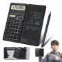 Bloco de notas para calculadora básica com tablet LCD de 6 polegadas, calculadora científica portátil dobrável, silenciosa, com alimentação solar/dupla, para ensino médio, faculdade e escritório
