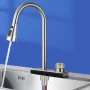 AGSIVO Waterfall Kitchen Sink Faucet with 3 Modes Pull Down Sprayer 360 Degree Rotation Single Hole Single Handle 304 Stainless Steel