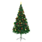 Artificial Christmas Tree,Xmas Pine Tree with 200 LEDs,Easy Assembly Premium Spruce with Metal Stand and 910 Branches for Home,Office,Party,Holiday Indoor Outdoor Decoration