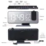 Relógio Despertador LED Espelho Tela Grande Display de Temperatura e Umidade com Rádio e Função de Projeção de Hora Relógio Eletrônico Recarregável