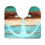 3Pcs Retro Old Style Anchor Non-Slip Bathroom Carpet Toilet Seat Cover Bath Mat Creative Set
