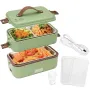 2 Layer 300W Portable Electric Lunch Box Food Warmer for Travel Self Cooking Heated Lunch Box for Home Office Cooking Food