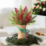 Artificial Christmas Decorative Red Pine Branch Christmas Decoration Artificial Fir Branches Holly Berries Red Berries Branches For Christmas Tree Wreath Gifts Decoration