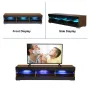 Woodyhome 57\ High Gloss TV Stand with LED Lights 6 Open Layers Cabinet Modern Storage Holder Entertainment for Home Living Room