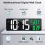16.5 Inches LED Large Screen Digital Wall Clock with Remote Control USB Charge Dual Color Display Adjustable Brightness Automatic Dimming