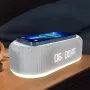 4-In-1 Desktop Clock USB Wireless Charging Night Light Thermometer Alarm Clock Wireless Charger Pad Stand Alarm Bedroom Lamp Night Light Desk Clock Temperature Thermometer Fast Charging Dock Station