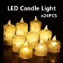Lot de 24 bougies LED en cristal, sans flamme, scintillantes, idéales pour un mariage, un anniversaire, un anniversaire ou Noël