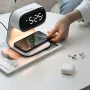 Portable Bedroom Touch Control Bedside Table Lamp Dimmable Digital Alarm Clock Wireless Charging Station for Bedroom, Bedside Office