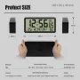 Grande sveglia digitale LCD con ampio display, termometro, igrometro e luce notturna, funzionamento a batteria, design con angoli arrotondati per casa, ufficio, camera da letto