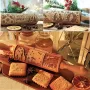 Wooden Embossed Rolling Pin Nativity Pattern Xmas Christmas Wooden Engraved Embossing Rolling Pin with 9 Different Scene for Baking Embossed Cookies