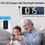 16.5 Inches LED Large Screen Digital Wall Clock with Remote Control USB Charge Dual Color Display Adjustable Brightness Automatic Dimming