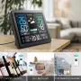 AGSIVO Weather Station Alarm Clock Wireless Indoor Outdoor Thermometer with Atomic Clock Forecast Station with Calendar and Adjustable Backlight