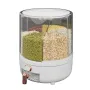 Household Rice Dispenser 360 Degree Rotating Transparent Dry Food Dispenser Sealed Food Holder with 6 Compartments Removable Lid Storage Container for Kitchen Cereals