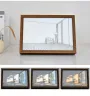 LED Illuminated Artwork Warm Modern Minimalist Design Rechargeable with Real Wood Frame Perfect Night Light and Home Decor Piece