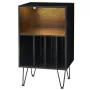 Hommpa Turntable Stand Black Record Player Stand with Vinyl Storage and LED Light Vinyl Record Storage Cabinet Holds Up to 100 Albums Record Player Table for Living Room Bedroom Office