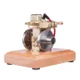 OKMO M12B 1.6cc Mini Water-cooled Single Cylinder 4-stroke Gasoline Gad Engine Upgrade ICE Model with Wooden Base Science Discovery Education Desktop Decorations Collection Toys