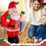 D020 2.4G RC Car Santa Claus Merry Christmas Electric Remote Control One Key Inflatable Sound Music 360° Turning Rechargeable Vehicles Models Toys