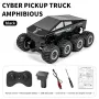 JJRC Q218 RTR 1/18 2.4G RC Car Eight Wheels Waterproof Amphibious 360° Rotation Cyber Pickup Off-Road Truck Stunt Vehicles Models Water Land Toys
