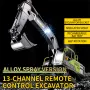 HuiNa Toys 1661 RTR 1/18 2.4G 13CH RC Excavator Alloy Bucket Engineering LED Light Spray 680° Rotation Remote Control Vehicles Models