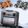 YLR/C S156 WiFi FPV with 4.9inch LCD Screen Controller HD Dual Camera Electrically Adjustable Optical Flow Hover Automatic Obstacle Avoidance Circle Protection LED Light Brushless 2.4G 4CH 6-Axis Remote Control Toys RC Drone Quadcopter RTF
