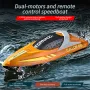 HXJRC HJ819 2.4G 4CH RC Boat High Speed LED Light Speedboat Waterproof 15km/h Electric Racing Vehicles Models Lakes Pools Remote Control Toys