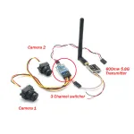 EWRF FPV Dual Camera System 1000TVL CMOS Mini Two Cameras + 5.8Ghz 600mW 40CH VTX + 3CH Switch Support PMW for RC Racing Drone