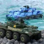 HW Y1802 RTR 1/32 2.4G 8WD RC Car Tank Amphibious Waterproof 360° Rotation LED Light Radio Control Armored Vehicles Models Boys Gifts Toys
