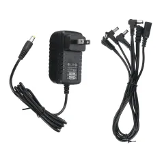 Adaptador de fonte de alimentação Mosky DC 9V 1A para pedal de guitarra com ponta negativa e 5 vias, cabos de alimentação em cadeia para pedal de efeito
