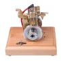 OKMO M12B 1.6cc Mini Water-cooled Single Cylinder 4-stroke Gasoline Gad Engine Upgrade ICE Model with Wooden Base Science Discovery Education Desktop Decorations Collection Toys