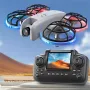 XKJ K100 MAX MINI WiFi FPV with LCD Screen Controller HD Dual Camera Optical Flow Hover Dazzling Lights Circle Protection Kids Gifts 2.4G 4CH 6-Axis Remote Control RC Toys Drone Quadcopter RTF