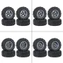 4PCS Upgraded Tires Carbon Fiber Wheel Rims for FMS SCX24 TRX4M 1/18 RC Cars Vehicles Models Spare Parts Accessories