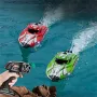 HXJRC HJ820 2.4G RC Boat Capsized Reset High Speed LED Light Speedboat Waterproof 25km/h Electric Racing Vehicles Models Lakes Pools Remote Control Toys