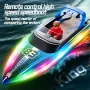 HXJRC HJ821 2.4G RC Boat Capsized Reset High Speed LED Light Speedboat Waterproof Dual Motors Electric Racing Vehicles Models Lakes Pools Remote Control Toys