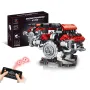 660PCS K96203 MOC Motorized Ferrari488 V8 Engine Model Technical Building Block Brick Assembly Kit with LED Lights Rechargeable APP Controlled Science Education Discovery Toys Christmas Gift Gifts