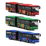 Simulation Alloy Double Section Bus Model Pull Back Vehicles Toys Funny Car Kids Children Gifts