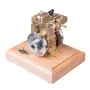 OKMO M12B 1.6cc Mini Water-cooled Single Cylinder 4-stroke Gasoline Gad Engine Upgrade ICE Model with Wooden Base Science Discovery Education Desktop Decorations Collection Toys