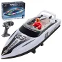 HXJRC HJ821 2.4G RC Boat Capsized Reset High Speed LED Light Speedboat Waterproof Dual Motors Electric Racing Vehicles Models Lakes Pools Remote Control Toys