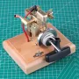 OKMO M12B 1.6cc Mini Water-cooled Single Cylinder 4-stroke Gasoline Gad Engine Upgrade ICE Model with Wooden Base Science Discovery Education Desktop Decorations Collection Toys