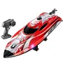 HXJRC HJ820 2.4G RC Boat Capsized Reset High Speed LED Light Speedboat Waterproof 25km/h Electric Racing Vehicles Models Lakes Pools Remote Control Toys