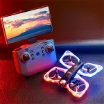 PJC S3 WiFi FPV with Dual Camera Optical Flow Hover Colorful Running LED Lights Circle Protection 2.4G 4CH 6-Axis Remote Control Kids Gifts RC Toys Drone Quadcopter RTF