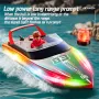 HXJRC HJ821 2.4G RC Boat Capsized Reset High Speed LED Light Speedboat Waterproof Dual Motors Electric Racing Vehicles Models Lakes Pools Remote Control Toys