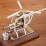 HX-15 Stirling Engine Helicopter Model Assembly Kit Physical Air Energy Combustion Engine with Black Walnut Solid Wood Base Technology Educational Creative Toys