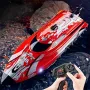 HXJRC HJ820 2.4G RC Boat Capsized Reset High Speed LED Light Speedboat Waterproof 25km/h Electric Racing Vehicles Models Lakes Pools Remote Control Toys